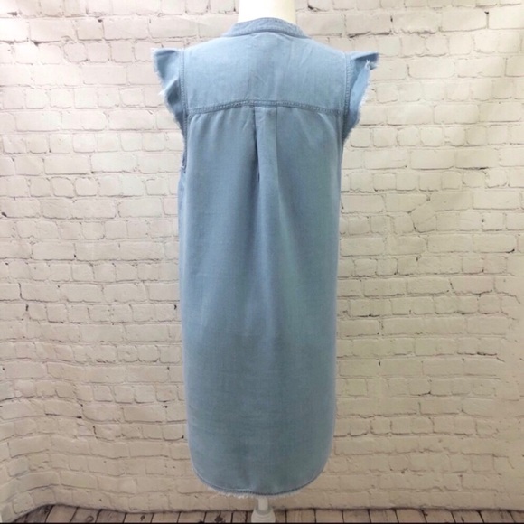 Splendid Cambray Henley Dress Crosshatch Light Blue Size Medium - Picture 4 of 8
